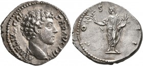 Marcus Aurelius, as Caesar, 139-161. Denarius (Silver, 19 mm, 3.18 g, 6 h), Rome, circa 145-147. AVRELIVS CAESAR AVG PII F Bare head of Marcus Aureliu...
