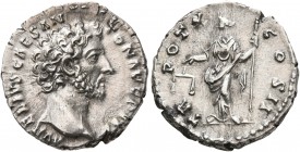 Marcus Aurelius, as Caesar, 139-161. Denarius (Silver, 18 mm, 3.22 g, 6 h), Rome, 155-156. AVRELIVS CAES ANTON AVG PII F Bare head of Marcus Aurelius ...
