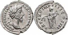 Marcus Aurelius, 161-180. Denarius (Silver, 20 mm, 3.52 g, 6 h), Rome, December 167-February 168. M ANTONINVS AVG ARM PARTH MAX Laureate head of Marcu...