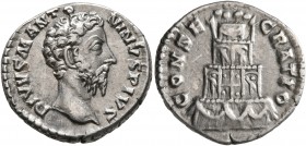 Divus Marcus Aurelius, died 180. Denarius (Silver, 18 mm, 3.25 g, 12 h), Rome, 180. DIVVS M ANTONINVS PIVS Bare head of Divus Marcus Aurelius to right...