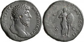 Lucius Verus, 161-169. Sestertius (Orichalcum, 32 mm, 25.70 g, 6 h), Rome, 163-164. L AVREL VERVS AVG ARMENIACVS Laureate bust of Lucius Verus to righ...