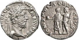 Commodus, 177-192. Denarius (Silver, 18 mm, 3.28 g, 1 h), Rome, 191. L AEL AVREL COMM AVG P FEL Laureate head of Commodus to right. Rev. I O M SPONSOR...