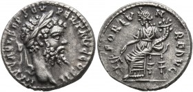 Septimius Severus, 193-211. Denarius (Silver, 17 mm, 3.20 g, 12 h), Emesa, 194-195. IMP CAE L SEP SEV PERT AVG COS II Laureate head of Septimius Sever...