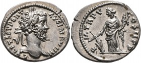 Septimius Severus, 193-211. Denarius (Silver, 19 mm, 2.77 g, 1 h), Laodicea, 197. L SEPT SEV PERT AVG IMP VIIII Laureate head of Septimius Severus to ...