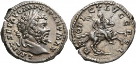 Septimius Severus, 193-211. Denarius (Silver, 18 mm, 3.32 g, 7 h), Rome, 198-200. L SEPT SEV AVG IMP XI PART MAX Laureate head of Septimius Severus to...