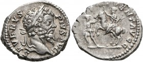 Septimius Severus, 193-211. Denarius (Silver, 19 mm, 3.48 g, 6 h), Rome, 201-202. SEVERVS PIVS AVG Laureate head of Septimius Severus to right. Rev. A...