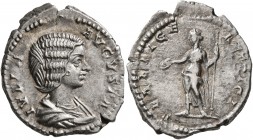 Julia Domna, Augusta, 193-217. Denarius (Silver, 20 mm, 3.26 g, 1 h), Rome, 196-211. IVLIA AVGVSTA Draped bust of Julia Domna to right. Rev. VENERI GE...
