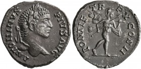 Caracalla, 198-217. Denarius (Silver, 18 mm, 2.86 g, 11 h), a contemporary imitation. Irregular mint, after 207. ANTONINVS PIVS AVG Laureate head of C...