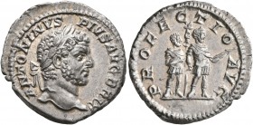 Caracalla, 198-217. Denarius (Silver, 19 mm, 2.92 g, 12 h), Rome, 210-213. ANTONINVS PIVS AVG BRIT Laureate head of Caracalla to right. Rev. PROFECTIO...