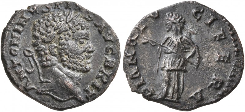 Caracalla, 198-217. Denarius (Billon, 18 mm, 2.70 g, 6 h), a contemporary imitat...