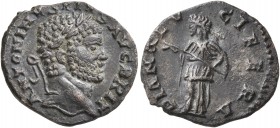 Caracalla, 198-217. Denarius (Billon, 18 mm, 2.70 g, 6 h), a contemporary imitation. Irregular mint, after 211. ANTONINVS PIVS AVG BRIT Laureate head ...