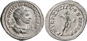 Caracalla, 198-217. Antoninianus (Silver, 25 mm, 5.00 g, 1 h), Rome, 216. ANTONINVS PIVS AVG GERM Radiate, draped and cuirassed bust of Caracalla to r...