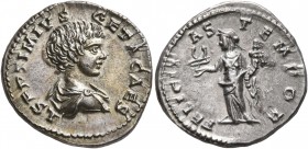Geta, as Caesar, 198-209. Denarius (Silver, 19 mm, 3.63 g, 7 h), Laodicea, 198-200. L SEPTIMIVS GETA CAES Bare-headed and draped bust of Geta to right...