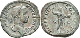 Severus Alexander, 222-235. Sestertius (Orichalcum, 32 mm, 23.30 g, 1 h), Rome, 230. IMP SEV ALEXANDER AVG Laureate head of Severus Alexander to right...
