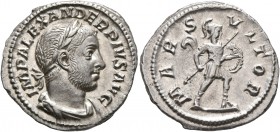 Severus Alexander, 222-235. Denarius (Silver, 19 mm, 3.30 g, 6 h), Rome, 232. IMP ALEXANDER PIVS AVG Laureate and draped bust of Severus Alexander to ...