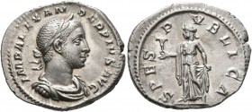 Severus Alexander, 222-235. Denarius (Silver, 20 mm, 2.70 g, 7 h), Rome, 232. IMP ALEXANDER PIVS AVG Laureate, draped and cuirassed bust of Severus Al...