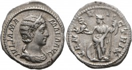Julia Mamaea, Augusta, 222-235. Denarius (Silver, 20 mm, 3.00 g, 7 h), Rome, 231. IVLIA MAMAEA AVG Diademed and draped bust of Julia Mamaea to right. ...