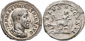 Maximinus I, 235-238. Denarius (Silver, 20 mm, 3.25 g, 6 h), Rome, 236. IMP MAXIMINVS PIVS AVG Laureate, draped and cuirassed bust of Maximinus I to r...