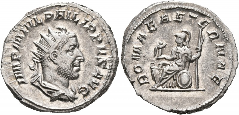 Philip I, 244-249. Antoninianus (Silver, 22 mm, 4.39 g, 5 h), Rome, 244-247. IMP...