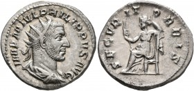 Philip I, 244-249. Antoninianus (Silver, 22 mm, 4.83 g, 7 h), Rome, 244-247. IMP M IVL PHILIPPVS AVG Radiate, draped and cuirassed bust of Philip I to...
