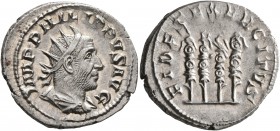 Philip I, 244-249. Antoninianus (Silver, 24 mm, 4.85 g, 11 h), Rome, 247-249. IMP PHILIPPVS AVG Radiate, draped and cuirassed bust of Philip I to righ...