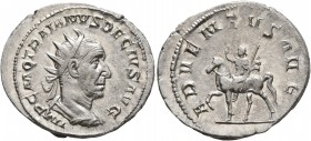 Trajan Decius, 249-251. Antoninianus (Silver, 23 mm, 3.95 g, 1 h), Rome. IMP C M Q TRAIANVS DECIVS AVG Radiate and cuirassed bust of Trajan Decius to ...