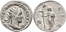 Trajan Decius, 249-251. Antoninianus (Silver, 21 mm, 3.47 g, 1 h), Rome. IMP C M Q TRAIANVS DECIVS AVG Radiate and cuirassed bust of Trajan Decius to ...