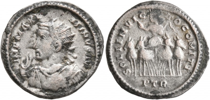 Maximinus II, 310-313. Argenteus (Billon, 18 mm, 2.60 g, 6 h), Treveri. IMP MAXI...