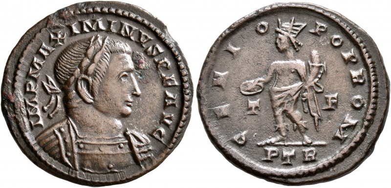 Maximinus II, 310-313. Follis (Bronze, 23 mm, 4.54 g, 6 h), Treveri, 310-313. IM...