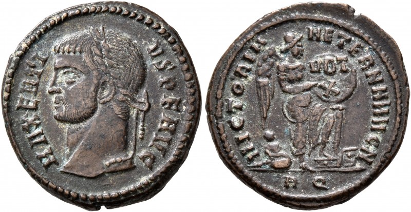 Maxentius, 307-312. Half Follis (Bronze, 21 mm, 4.34 g, 5 h), Rome, circa 310. M...