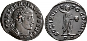 Constantine I, 307/310-337. Follis (Bronze, 22 mm, 3.74 g, 7 h), Ticinum, 312-313. CONSTANTINVS P F AVG Laureate and cuirassed bust of Constantine I t...