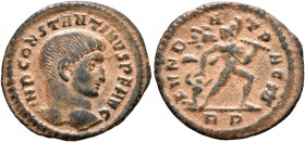 Constantine I, 307/310-337. Half Follis (Bronze, 18 mm, 1.36 g, 7 h), Rome, 313. IMP CONSTANTINVS P F AVG Bare head of Constatine I to right. Rev. FVN...