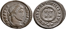Constantine I, 307/310-337. Follis (Bronze, 20 mm, 3.15 g, 7 h), Ticinum, 320/1. CONSTAN-TINVS AVG Laureate head of Constantine I to right. Rev. D N C...