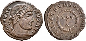 Constantine I, 307/310-337. Follis (Bronze, 17 mm, 1.50 g, 11 h), a contemporary imitation of an issue from Treveri, after 323. CONSTAN-TINVS AVG Laur...