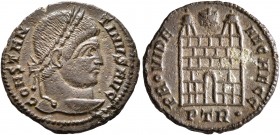 Constantine I, 307/310-337. Follis (Bronze, 18 mm, 2.18 g, 7 h), a contemporary imitation of an issue from Treveri, after 325. CONSTAN-TINVS AVG Laure...