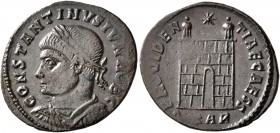 Constantine II, as Caesar, 316-337. Follis (Bronze, 20 mm, 2.29 g, 1 h), a contemporary imitation of an issue from Arelate, after 324. CONSTANTINVS IV...