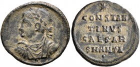 Constantine II, as Caesar, 316-337. Follis (Bronze, 18 mm, 2.13 g, 12 h), Antiochia, 324-325. Laureate, draped and cuirassed bust of Constantine II fa...