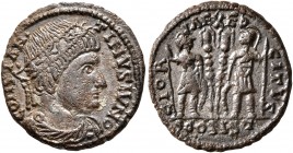 Constantine II, as Caesar, 316-337. Follis (Bronze, 16 mm, 2.15 g, 7 h), a contemporary imitation of an issue from Arelate, after 330. CONSTAN-TINVS I...