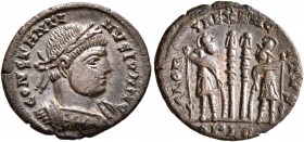 Constantine II, as Caesar, 316-337. Follis (Bronze, 16 mm, 1.56 g, 6 h), a contemporary imitation of an issue from Lugdunum, after 333. CONSTANTINVS I...