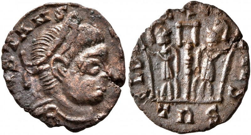 Constans, 337-350. Follis (Bronze, 13 mm, 0.85 g, 7 h), a contemporary imitation...