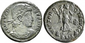 Constans, 337-350. Follis (Bronze, 16 mm, 1.76 g, 6 h), Siscia, 347. CONSTANS P F AVG Laurel-and-rosette-diademed, draped and cuirassed bust of Consta...