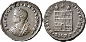 Constantius II, as Caesar, 324-337. Follis (Bronze, 19 mm, 3.42 g, 1 h), Cyzicus, 326-327. FL IVL CONSTANTIVS NOB C Laureate, draped and cuirassed bus...