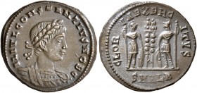 Constantius II, as Caesar, 324-337. Follis (Bronze, 18 mm, 2.23 g, 11 h), Alexandria, 333-335. FL IVL CONSTANTIVS NOB C Laureate and cuirassed bust of...