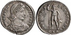 Constantius II, 337-361. Light Miliarense (Silver, 23 mm, 4.25 g, 11 h), Constantinopolis, 15 March 351-6 November 355. D N CONSTAN-TIVS P F AVG Pearl...