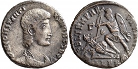 Constantius Gallus, Caesar, 351-354. Follis (Silvered bronze, 21 mm, 5.17 g, 11 h), Alexandria. D N CONSTANTIVS NOB CAES Bare-headed and draped bust o...