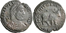 Julian II, 360-363. Follis (Bronze, 28 mm, 8.12 g, 6 h), a contemporary imitation of an issue from Siscia, after 361. D N FL CL IVLI-ANVS P F AVG Pear...