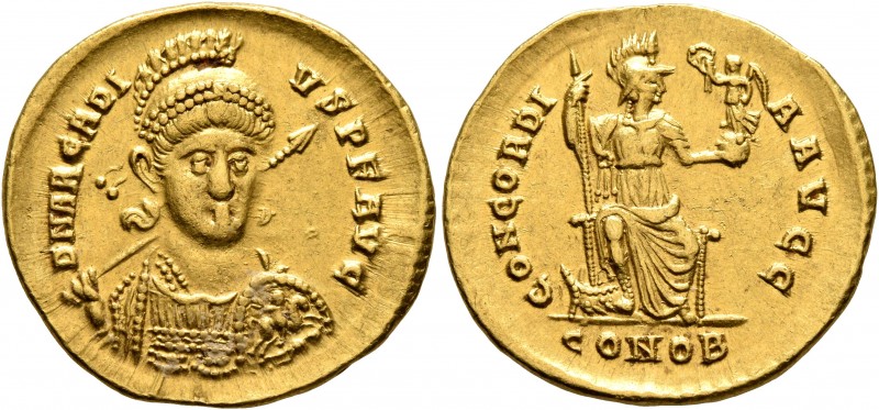 Arcadius, 383-408. Solidus (Gold, 20 mm, 4.40 g, 6 h), Constantinopolis, 397-402...