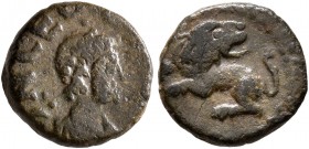 Leo I, 457-474. Nummus (Bronze, 10 mm, 0.95 g, 12 h), Constantinopolis. D N LEO [P F AVG] Pearl-diademed, draped and cuirassed bust of Leo I to right....