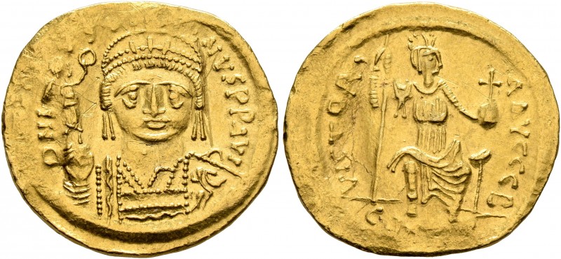 Justin II, 565-578. Solidus (Gold, 20 mm, 4.37 g, 6 h), Constantinopolis, 566/7-...