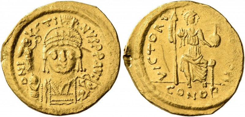 Justin II, 565-578. Solidus (Gold, 20 mm, 4.31 g, 5 h), Constantinopolis, 566/7-...